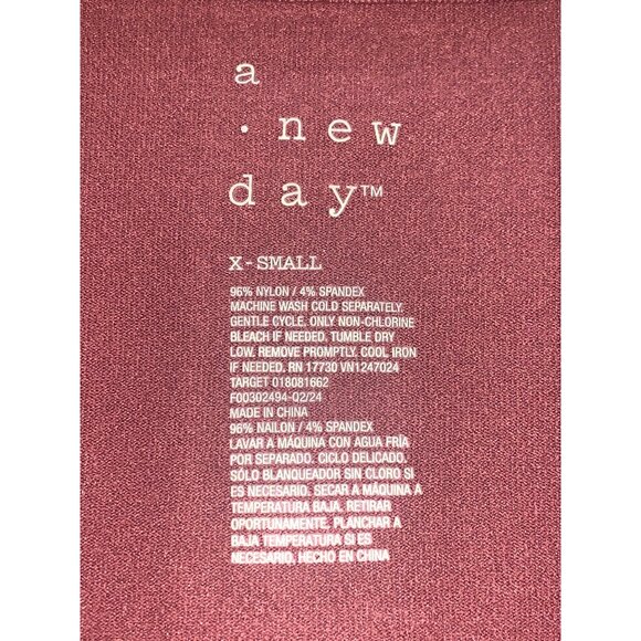 A New Day Womens Long Sleeves Swim Wear Rust Color Stretchy Body Suit Size XS - Picture 9 of 9